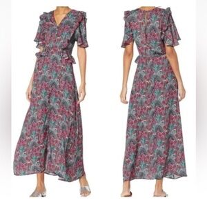 Ella Moon Quinn Floral Flutter Sleeve Maxi Dress‎ Womens Size Small (818)